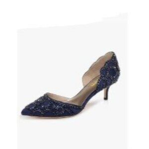 XYD Women's Pumps, Elegant Pointed Toe, D'Orsay Kitten Low Heels, Rhinestone